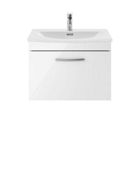 Balterley Millwich Contemporary 1 Drawer Wall Hung Vanity Unit With Curved BasinGloss White600mm from B&Q
