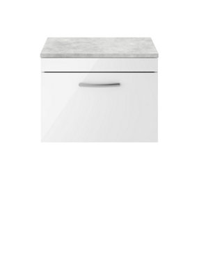 Balterley Millwich Contemporary 1 Drawer Wall Hung Vanity Unit With Laminate Black Galaxy Granite Worktop600mm from B&Q