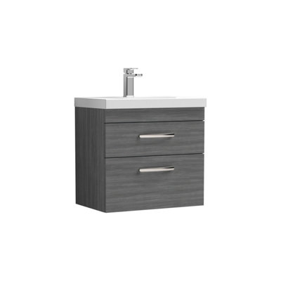 Balterley Millwich Contemporary 2 Drawer Wall Hung Vanity Unit With Thin Edge BasinAnthracite Woodgrain600mm from B&Q