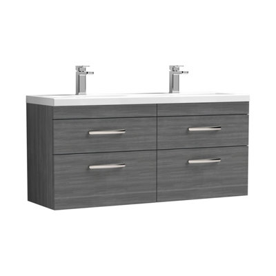 Balterley Millwich Contemporary 4 Drawer Wall Hung Vanity Unit With BasinAnthracite Woodgrain1200mm from B&Q