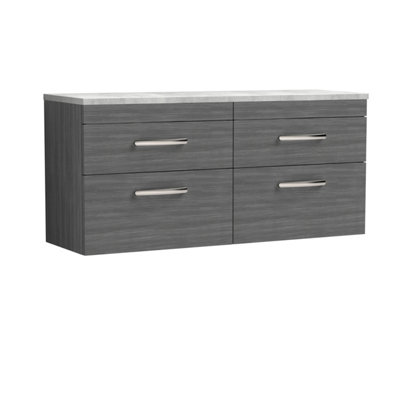 Balterley Millwich Contemporary 4 Drawer Wall Hung Vanity Unit With Laminate Black Galaxy Granite WorktopAnthracite Woodgrain1200mm from B&Q