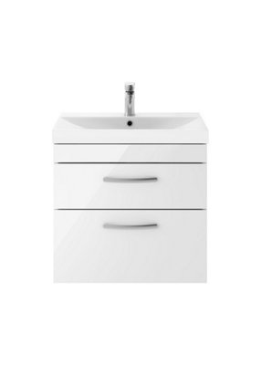 Balterley Millwich Contemporary 2 Drawer Wall Hung Vanity Unit With Thin Edge BasinGloss White600mm from B&Q