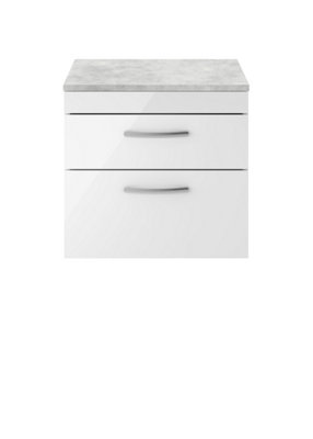 Balterley Millwich Contemporary 2 Drawer Wall Hung Vanity Unit With Laminate Black Galaxy Granite Worktop600mm from B&Q