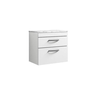 Balterley Millwich Contemporary 2 Drawer Wall Hung Vanity Unit With Laminate Carrara Marble WorktopGloss White600mm from B&Q