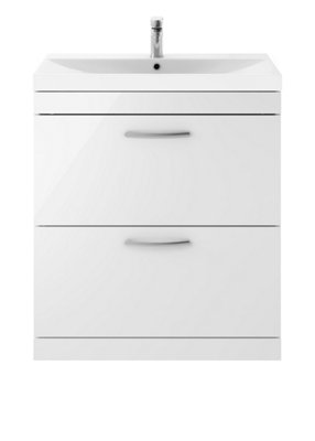 Balterley Millwich Contemporary 2 Drawer Floor Standing Vanity Unit With Thin Edge BasinGloss White800mm from B&Q