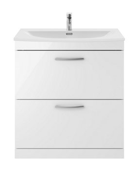 Balterley Millwich Contemporary 2 Drawer Floor Standing Vanity Unit With Curved BasinGloss White800mm from B&Q