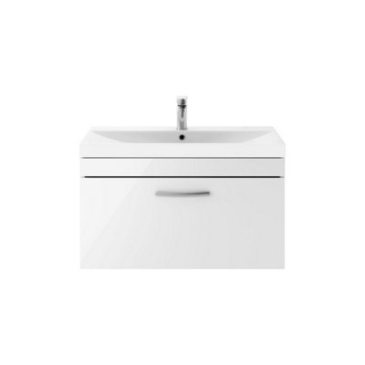 Balterley Millwich Contemporary 1 Drawer Wall Hung Vanity Unit With Thin Edge BasinGloss White800mm from B&Q