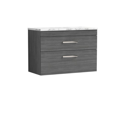 Balterley Millwich Contemporary 2 Drawer Wall Hung Vanity Unit With Laminate Carrara Marble Worktop805mm from B&Q