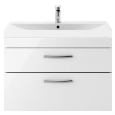 Balterley Millwich Contemporary 2 Drawer Wall Hung Vanity Unit With Thin Edge BasinGloss White800mm from B&Q