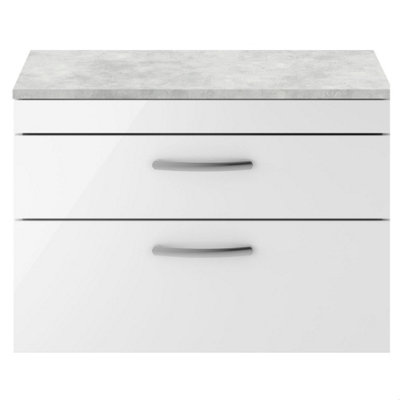 Balterley Millwich Contemporary 2 Drawer Wall Hung Vanity Unit With Laminate Black Galaxy Granite Worktop800mm from B&Q