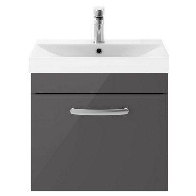 Balterley Millwich Contemporary 1 Drawer Wall Hung Vanity Unit With Thin Edge BasinGloss Grey500mm from B&Q