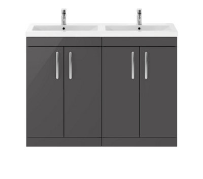 Balterley Millwich Contemporary 4 Door Floor Standing Vanity Unit With BasinGloss Grey1200mm from B&Q