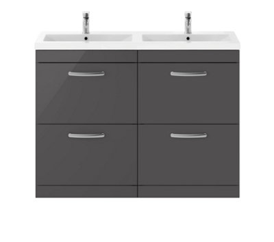 Balterley Millwich Contemporary 2 Door 2 Drawer Floor Standing Vanity Unit With BasinGloss Grey1200mm from B&Q