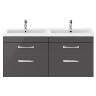 Balterley Millwich Contemporary 4 Drawer Wall Hung Vanity Unit With BasinGloss Grey1200mm from B&Q