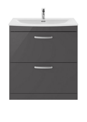 Balterley Millwich Contemporary 2 Drawer Floor Standing Vanity Unit With Curved BasinGloss Grey800mm from B&Q