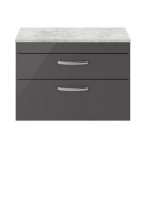 Balterley Millwich Contemporary 2 Drawer Wall Hung Vanity Unit With Laminate Black Galaxy Granite Worktop805mm from B&Q