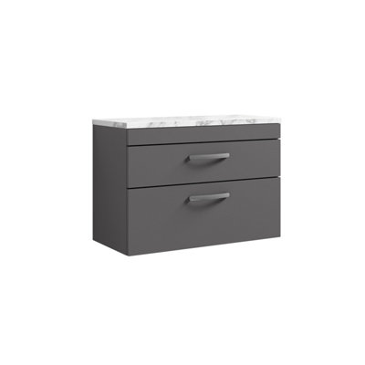 Balterley Millwich Contemporary 2 Drawer Wall Hung Vanity Unit With Laminate Carrara Marble Worktop800mm from B&Q