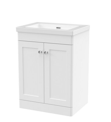 Balterley Swynnerton Traditional 2 Door Floor Standing Vanity Unit With Fireclay BasinSatin White600mm from B&Q