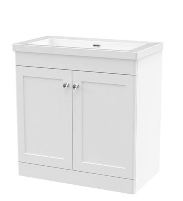 Balterley Swynnerton Traditional 2 Door Floor Standing Vanity Unit With Fireclay BasinSatin White800mm from B&Q
