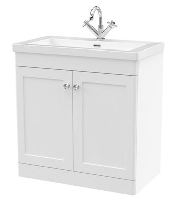 Balterley Swynnerton Traditional 2 Door Floor Standing Vanity Unit With Fireclay BasinSatin White800mm from B&Q