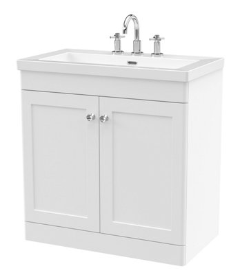 Balterley Swynnerton Traditional 2 Door Floor Standing Vanity Unit With Fireclay BasinSatin White800mm from B&Q