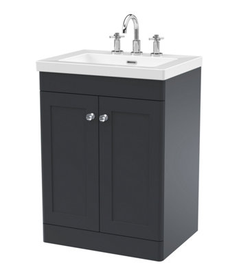 Balterley Swynnerton Traditional 2 Door Floor Standing Vanity Unit With Fireclay BasinDark Grey600mm from B&Q
