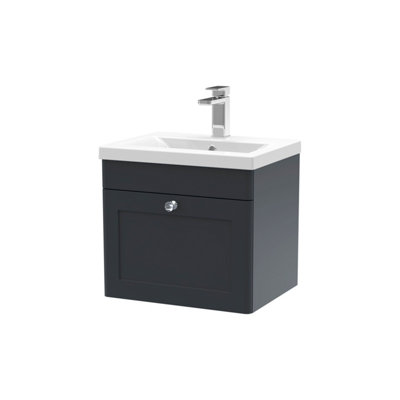 Balterley Swynnerton Traditional 1 Drawer Wall Hung Vanity Unit With Mid-Edge BasinDark Grey500mm from B&Q