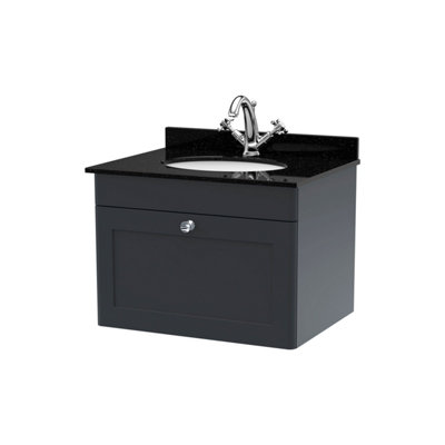 Balterley Swynnerton Traditional 1 Drawer Wall Hung Vanity Unit With Marble BasinDark Grey600mm from B&Q