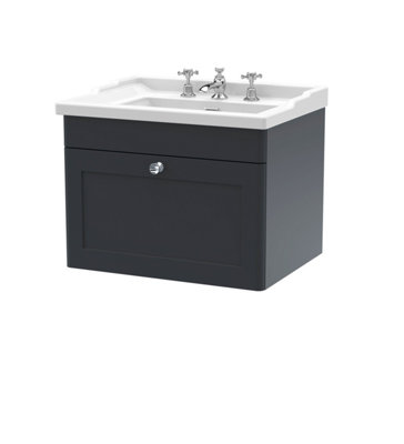 Balterley Swynnerton Traditional 1 Drawer Wall Hung Vanity Unit With BasinDark Grey600mm from B&Q