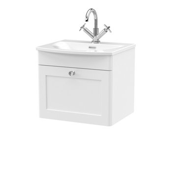Balterley Swynnerton Traditional 1 Drawer Wall Hung Vanity Unit With BasinSatin White500mm from B&Q