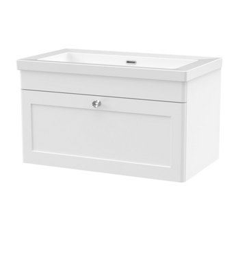 Balterley Swynnerton Traditional 1 Drawer Wall Hung Vanity Unit With Fireclay BasinSatin White800mm from B&Q