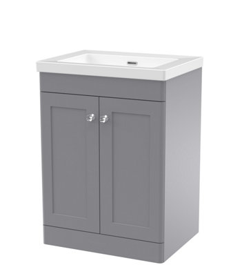 Balterley Swynnerton Traditional 2 Door Floor Standing Vanity Unit With Fireclay BasinSatin Grey600mm from B&Q