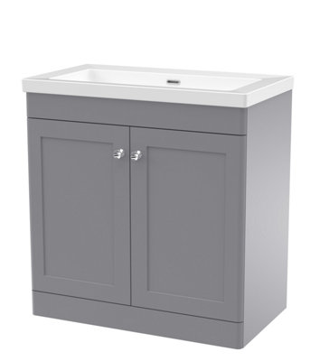 Balterley Swynnerton Traditional 2 Door Floor Standing Vanity Unit With Fireclay BasinSatin Grey800mm from B&Q