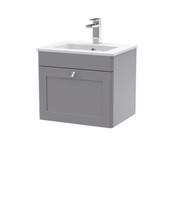 Balterley Swynnerton Traditional 1 Drawer Wall Hung Vanity Unit With Minimalist BasinSatin Grey500mm from B&Q