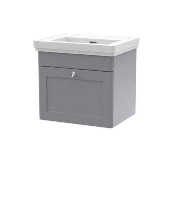 Balterley Swynnerton Traditional 1 Drawer Wall Hung Vanity Unit With BasinSatin Grey500mm from B&Q