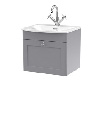Balterley Swynnerton Traditional 1 Drawer Wall Hung Vanity Unit With BasinSatin Grey500mm from B&Q