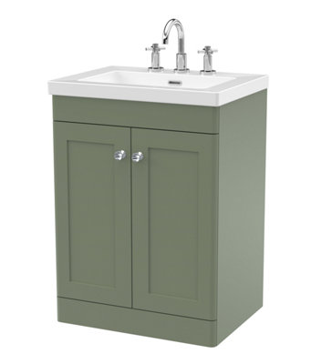 Balterley Swynnerton Traditional 2 Door Floor Standing Vanity Unit With Fireclay BasinSatin Green600mm from B&Q