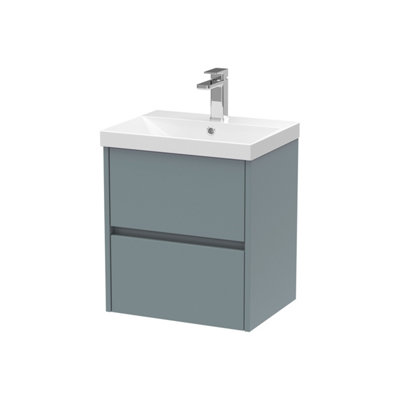 Balterley Chartley Contemporary 2 Drawer Wall Hung Vanity Unit With Thin Edge BasinCoastal Grey500mm from B&Q