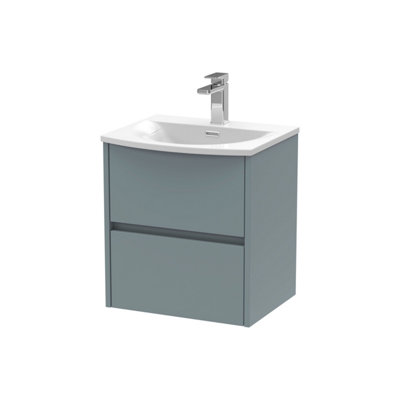 Balterley Chartley Contemporary 2 Drawer Wall Hung Vanity Unit With Curved BasinCoastal Grey500mm from B&Q