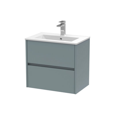 Balterley Chartley Contemporary 2 Drawer Wall Hung Vanity Unit With Minimalist BasinCoastal Grey600mm from B&Q