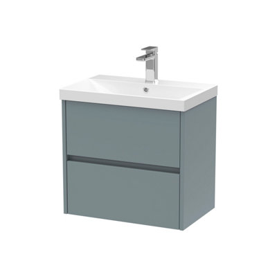 Balterley Chartley Contemporary 2 Drawer Wall Hung Vanity Unit With Thin Edge BasinCoastal Grey600mm from B&Q