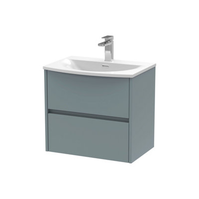 Balterley Chartley Contemporary 2 Drawer Wall Hung Vanity Unit With Curved BasinCoastal Grey600mm from B&Q