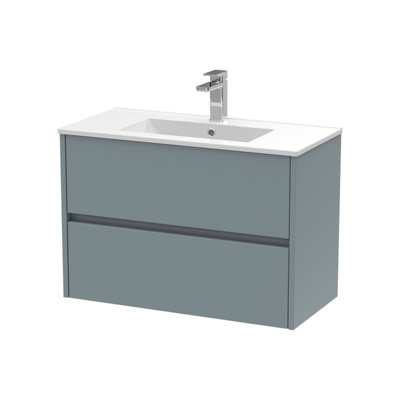 Balterley Chartley Contemporary 2 Drawer Wall Hung Vanity Unit With Minimalist BasinCoastal Grey800mm from B&Q