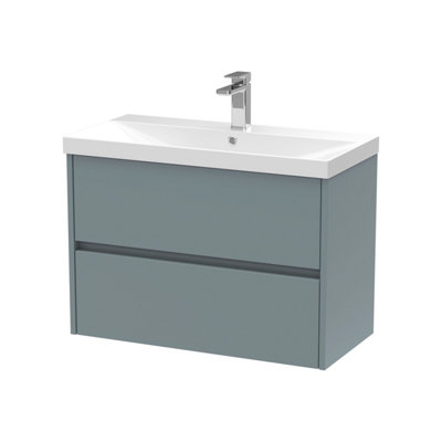 Balterley Chartley Contemporary 2 Drawer Wall Hung Vanity Unit With Thin Edge BasinCoastal Grey800mm from B&Q