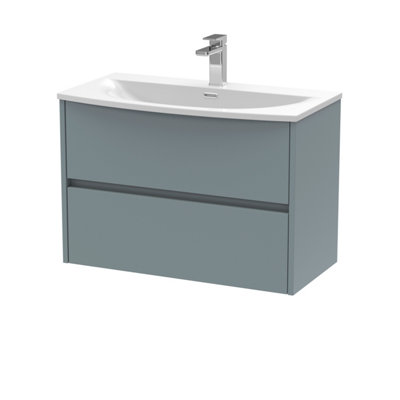 Balterley Chartley Contemporary 2 Drawer Wall Hung Vanity Unit With Curved BasinCoastal Grey800mm from B&Q