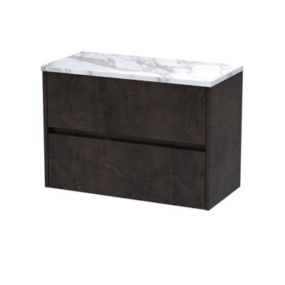Balterley Chartley Contemporary 2 Drawer Wall Hung Vanity Unit With Laminate WorktopMetallic Slate800mm from B&Q