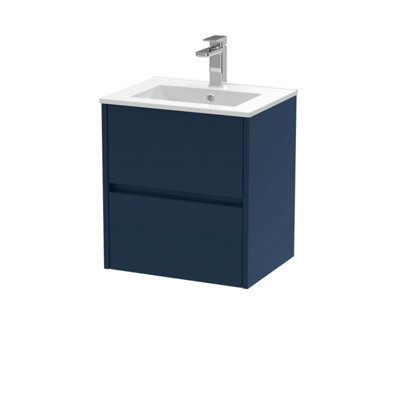 Balterley Chartley Contemporary 2 Drawer Wall Hung Vanity Unit With Minimalist BasinMidnight Blue500mm from B&Q