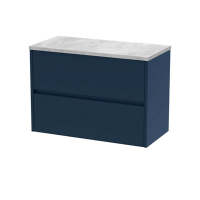 Balterley Chartley Contemporary 2 Drawer Wall Hung Vanity Unit With Laminate WorktopMidnight Blue800mm from B&Q