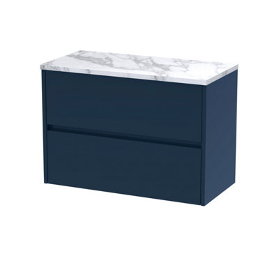 Balterley Chartley Contemporary 2 Drawer Wall Hung Vanity Unit With Laminate WorktopMidnight Blue800mm from B&Q