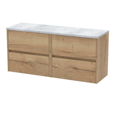 Balterley Chartley Contemporary 4 Drawer Wall Hung Vanity Unit With Laminate WorktopAutumn Oak1200mm from B&Q